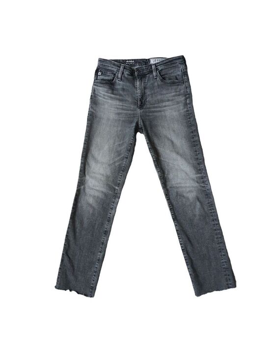 Ag Adriano Goldschmied Denim - AG The Isabelle High Rose Straight Crop Raw Hem Gray Size 27R Adriano Goldshmeid